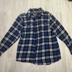 Orvis Blue and Black Plaid Men's button up Shirt size medium